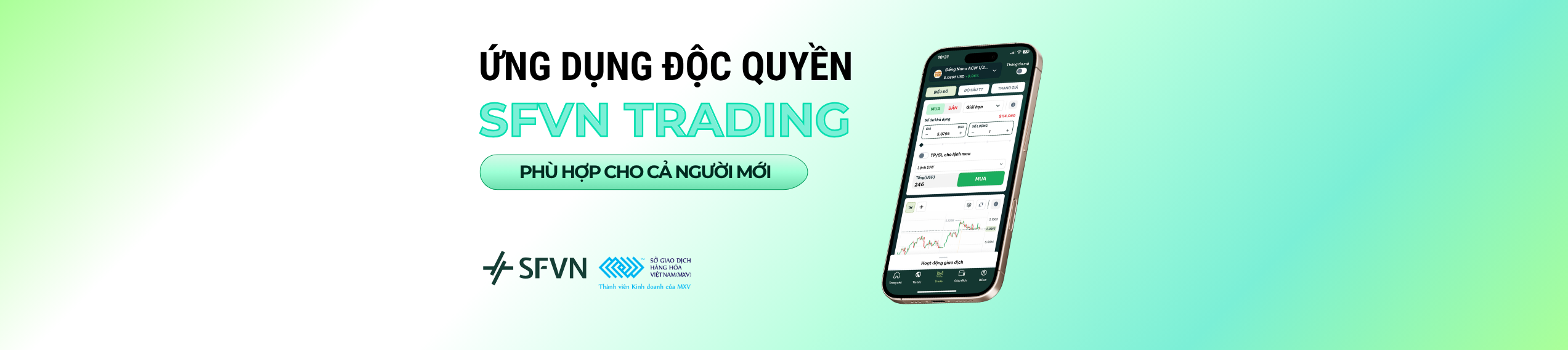 Ứng dụng độc quyền SFVN Trading trên điện thoại